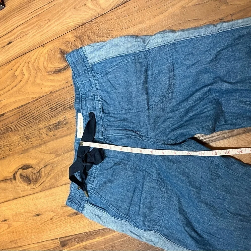 Tory Burch Allegra Chambray Two Tone Drawstring Waist Pants Size 28 Y